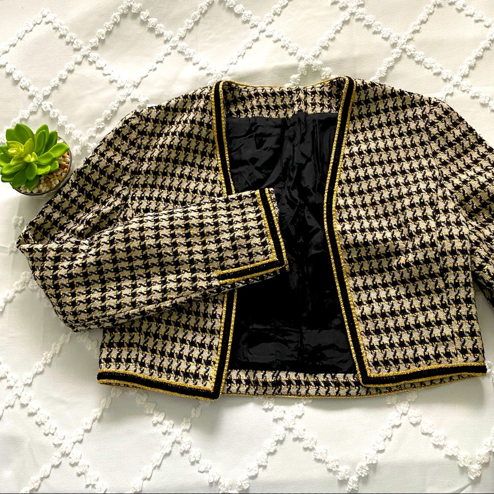 Houndstooth Crop Jacket
